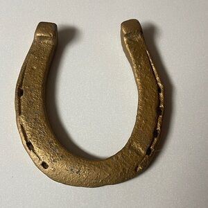 Lucky Charm Gold Painted Old Antique Horseshoe Hand Forged Horses Shoe Heavy